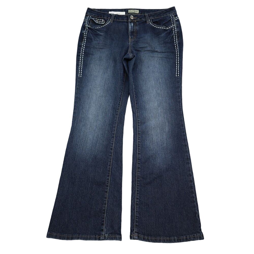Earl Jeans Pants Womens 10 Blue Bootcut Mid Rise Button Zip Dark Wash Denim